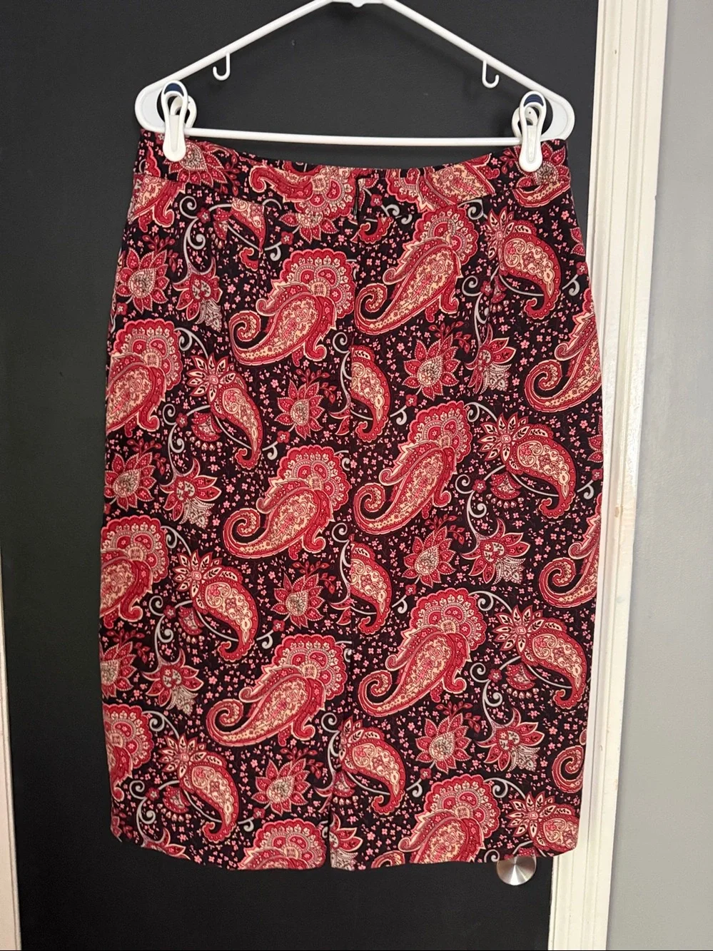 Talbots Paisley Cotton Blend Stretch Midi Pencil Skirt Size: 12 Length: 27”